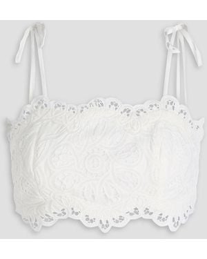 Zimmermann Embellished Cotton Guipure Lace Bra Top - White