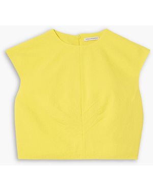 Emilia Wickstead Veronique Cropped Cloqué Top - Yellow