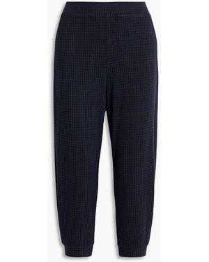 Tibi Camille Cropped Checked Jacquard-knit Tapered Pants - Blue