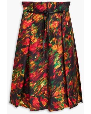 3.1 Phillip Lim Pleated Printed Silk And Cotton-blend Twill Skirt - Red