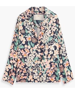 Agua Bendita Silice Danza Floral-Print Satin-Jacquard Blazer - White