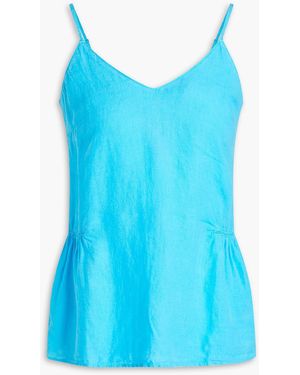 120% Lino Gathered Linen Camisole - Blue