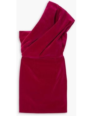Tom Ford One-Shoulder Gathered Velvet Mini Dress