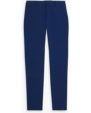 Theory Mayer Slim-Fit Checked Wool Suit Pants - Blue
