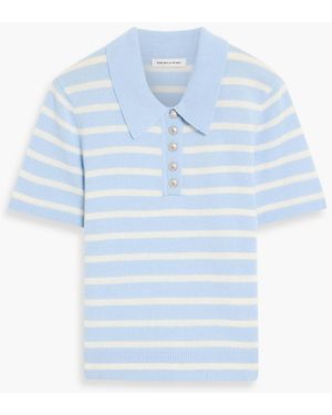 Veronica Beard Brandt Striped Cashmere Polo Jumper - Blue