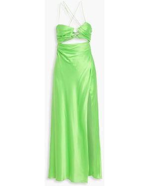 The Sei Cutout Silk-Satin Midi Dress - Green