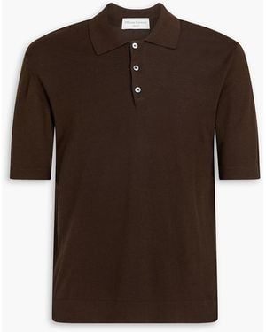 Officine Generale Cotton And Lyocell-blend Polo Shirt - Brown