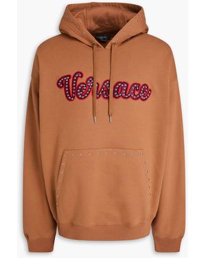 Versace Embellished Cotton-fleece Hoodie - Orange