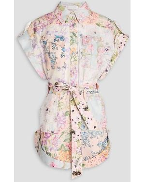 Zimmermann Floral-Print Linen Playsuit - White