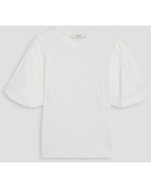 Joie Libby Poplin-paneled Linen-blend Jersey Top - White