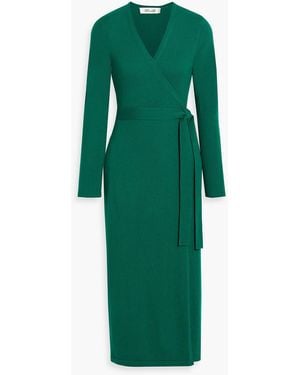 Diane von Furstenberg Astrid Wool And Cashmere-Blend Midi Wrap Dress - Green