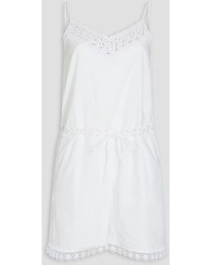 Charo Ruiz Playsuit aus einer baumwollmischung mit häkelspitzenbesatz - Weiß