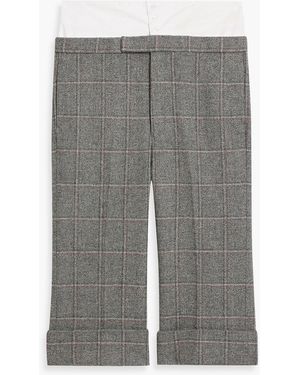 Thom Browne Layered Prince Of Wales Checked Wool-Twill Pants - Gray