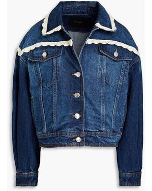 Maje Crochet-trimmed Denim Jacket - Blue