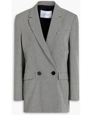 Galvan London Double-Breasted Houndstooth Cotton And Silk-Blend Tweed Blazer - Grey