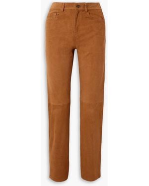 Blazé Milano Paso Paneled Suede Straight-Leg Pants - Brown