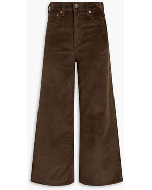Rag & Bone Andi Cropped Cotton-Blend Corduroy Wide-Leg Trousers - Brown