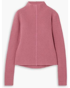 Rick Owens Maglia Ribbed Cashmere And Wool-blend Turtleneck Sweater - Pink