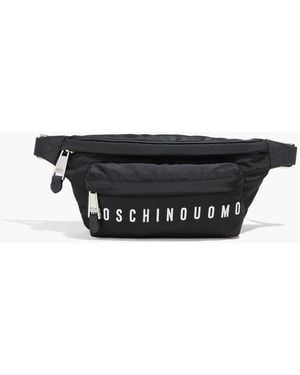 Moschino Logo-Print Leather-Trimmed Shell Belt Bag - Black