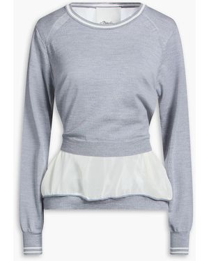 3.1 Phillip Lim Chiffon-Paneled Wool Top - Blue