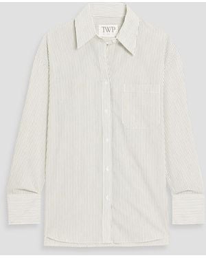 Twp Big Joe Striped Cotton-Blend Poplin Shirt - White