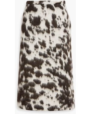 Dries Van Noten Brushed Leopard-Print Wool-Blend Skirt - Brown