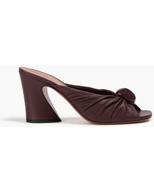 Zimmermann Embellished Ruched Leather Mules - Red