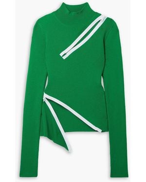Monse Zip-detailed Ribbed Merino Wool-blend Turtleneck Jumper - Green