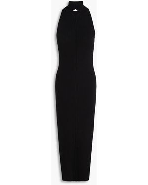 Courreges Cutout Ribbed-Knit Maxi Dress - Black