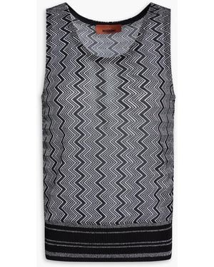 Missoni Metallic Crochet-knit Top - Grey
