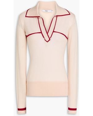Safiyaa Lydie Wool And Silk-Blend Polo Jumper - Pink