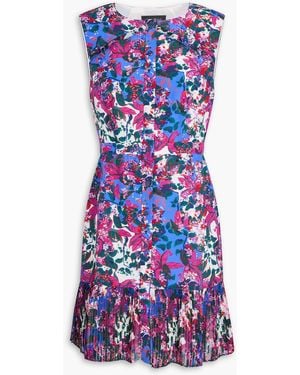 Saloni Marib Floral-Print Silk Crepe De Chine Mini Dress - Purple