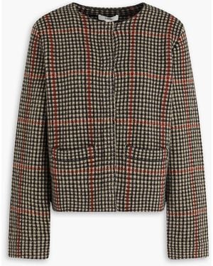Vince Prince Of Wales Checked Wool And Cashmere-Blend Jacket - Brown