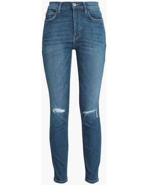 Current/Elliott Joey Dark Destroy Distressed High-rise Skinny Jeans - Blue