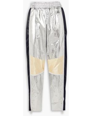 Rabanne Satin-trimmed Coated-cotton Tapered Pants - White