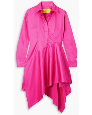 Marques'Almeida Asymmetric Stretch-cotton Poplin Mini Shirt Dress - Pink