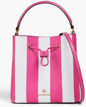 MICHAEL Michael Kors Striped Faux Leather Bucket Bag - Pink