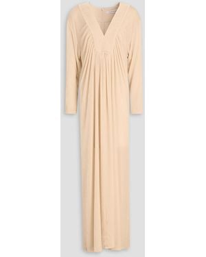 Zimmermann Gathered Velvet Maxi Dress - White