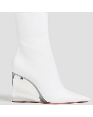 AMINA MUADDI Pernille Leather Wedge Ankle Boots - White