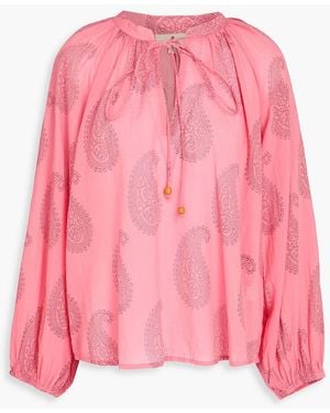 HANNAH Paisley-print Cotton-voile Blouse - Pink