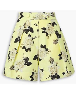 Erdem Howard Floral-print Cotton-faille Shorts - Yellow