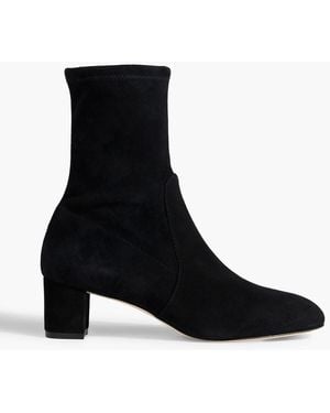 Stuart Weitzman Sofia 50 Suede Ankle Boots - Black
