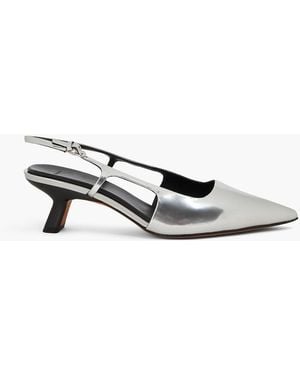 Vince Bianca Mirrored-Leather Slingback Court Shoes - Metallic