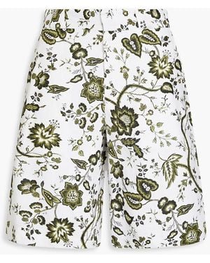 Erdem Miles shorts aus leinen mit floralem print - Weiß