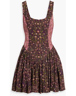 Agua Bendita Pluma Sueño Floral-Print Jacquard Mini Dress - Red