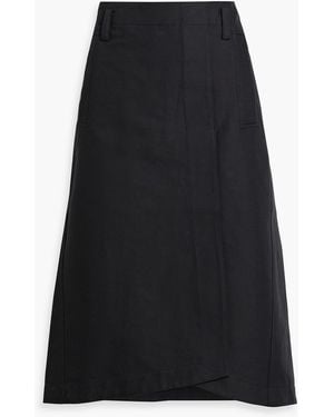 Tibi Wrap-effect Cotton Skirt - Black