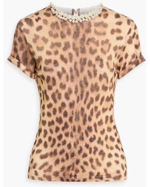 Zimmermann Embellished Leopard-Print Linen-Jersey T-Shirt - Natural