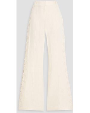 Zimmermann Crochet-Trimmed Linen Wide-Leg Pant - Natural