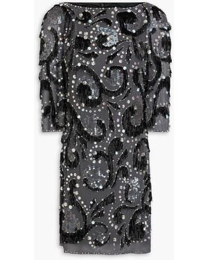 Jenny Packham Kitty Embellished Georgette Mini Dress - Black
