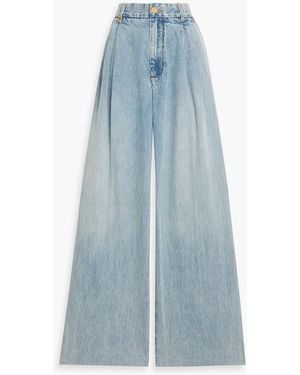 Zimmermann Pleated High-Rise Wide-Leg Jeans - Blue